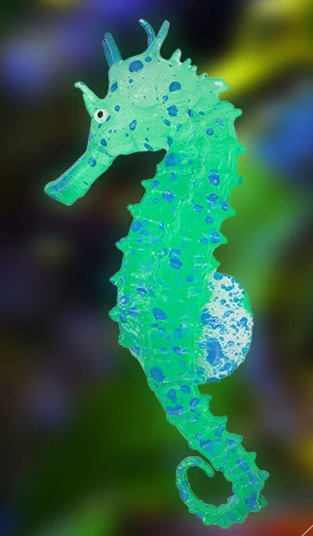 AquaGlow Świecący Konik Morski – Dekoracja Akwarystyczna z Silikonu z Przyssawką