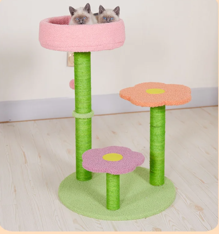 KlimPaws BloomNest Krabpaal z Platformem Wiosennym i Kwiatowym Gniazdkiem dla Kota