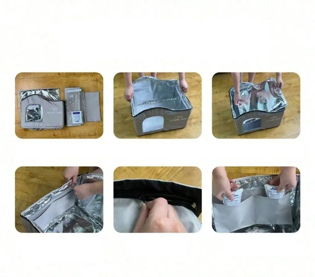 ThermaKool Składane Izolujące Domki dla Kotów – 2-w-1 Chłodzący & Grzejący z Wkładami Chłodzącymi i Obracalnym Materacem