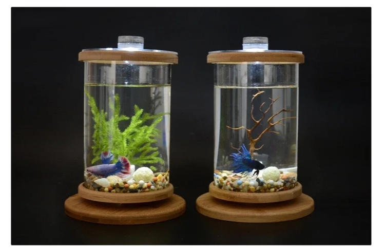 AquaGlow LED Cylindryczne Mini Akwarium