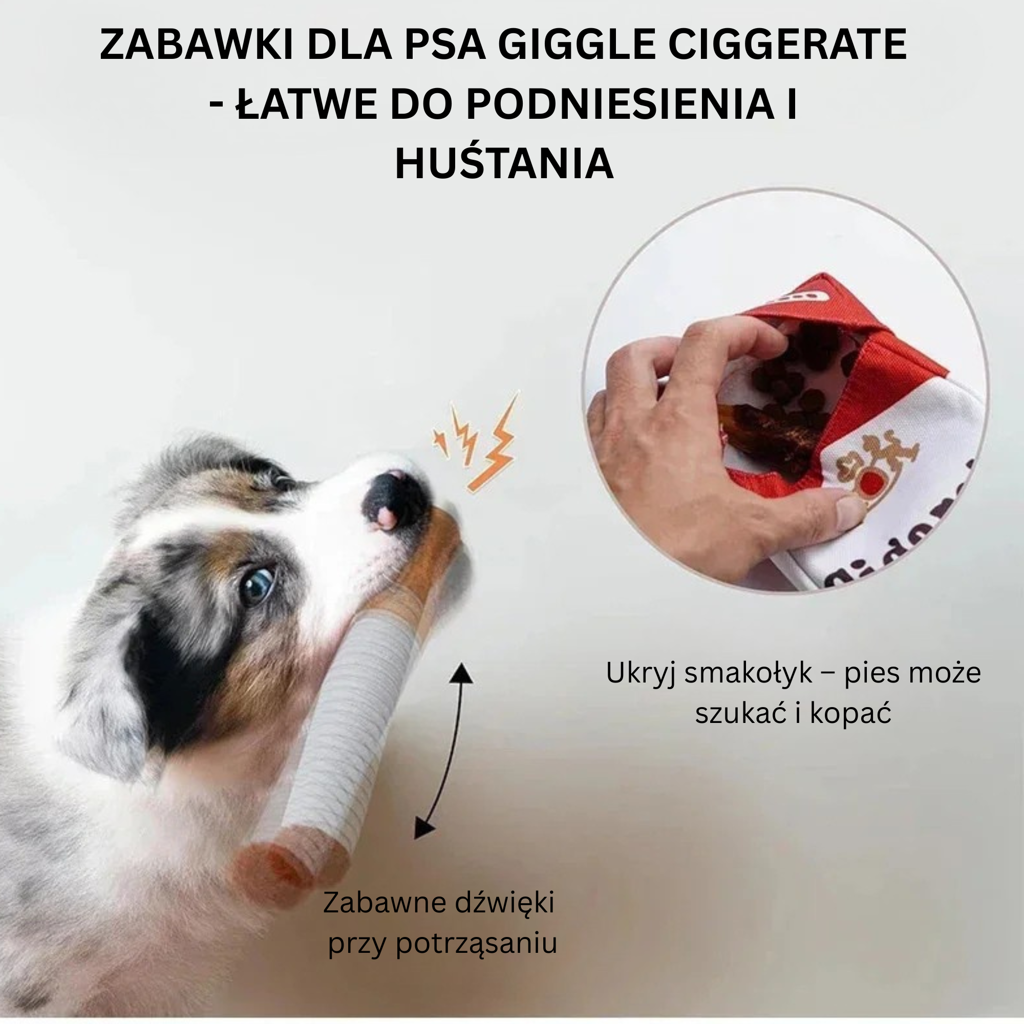 Pluszowa paczka papierosów dla psa – piszcząca zabawka, 15 cm, biało-czerwona