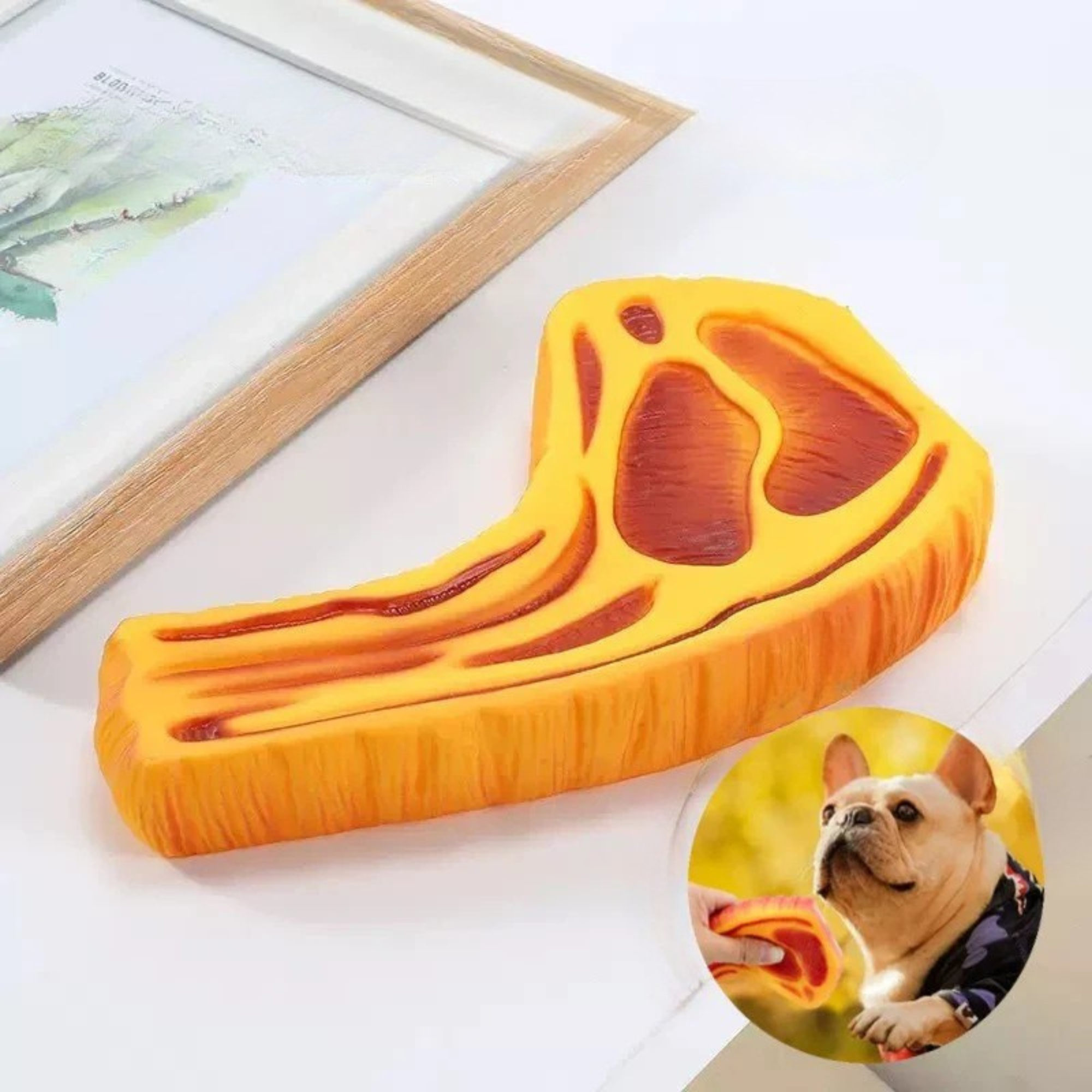 Gumowy gryzak dla psów – stek design 15 cm z dźwiękiem