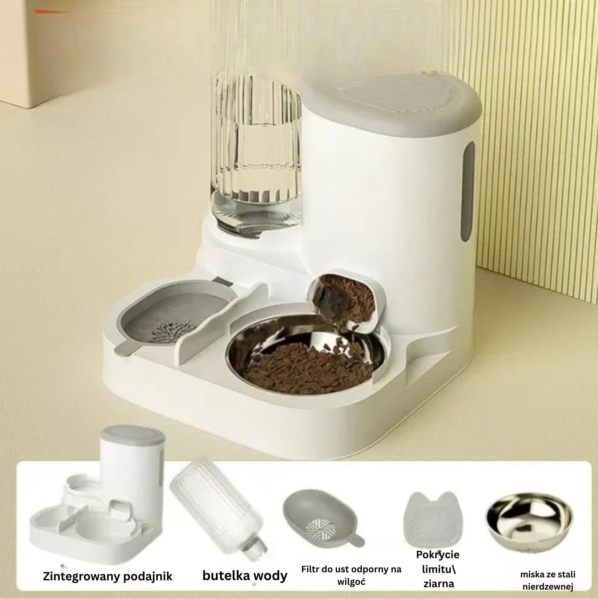 Automatyczna Miska dla Kota i Psa – 2L Karmy + 1,5L Wody, Bez BPA