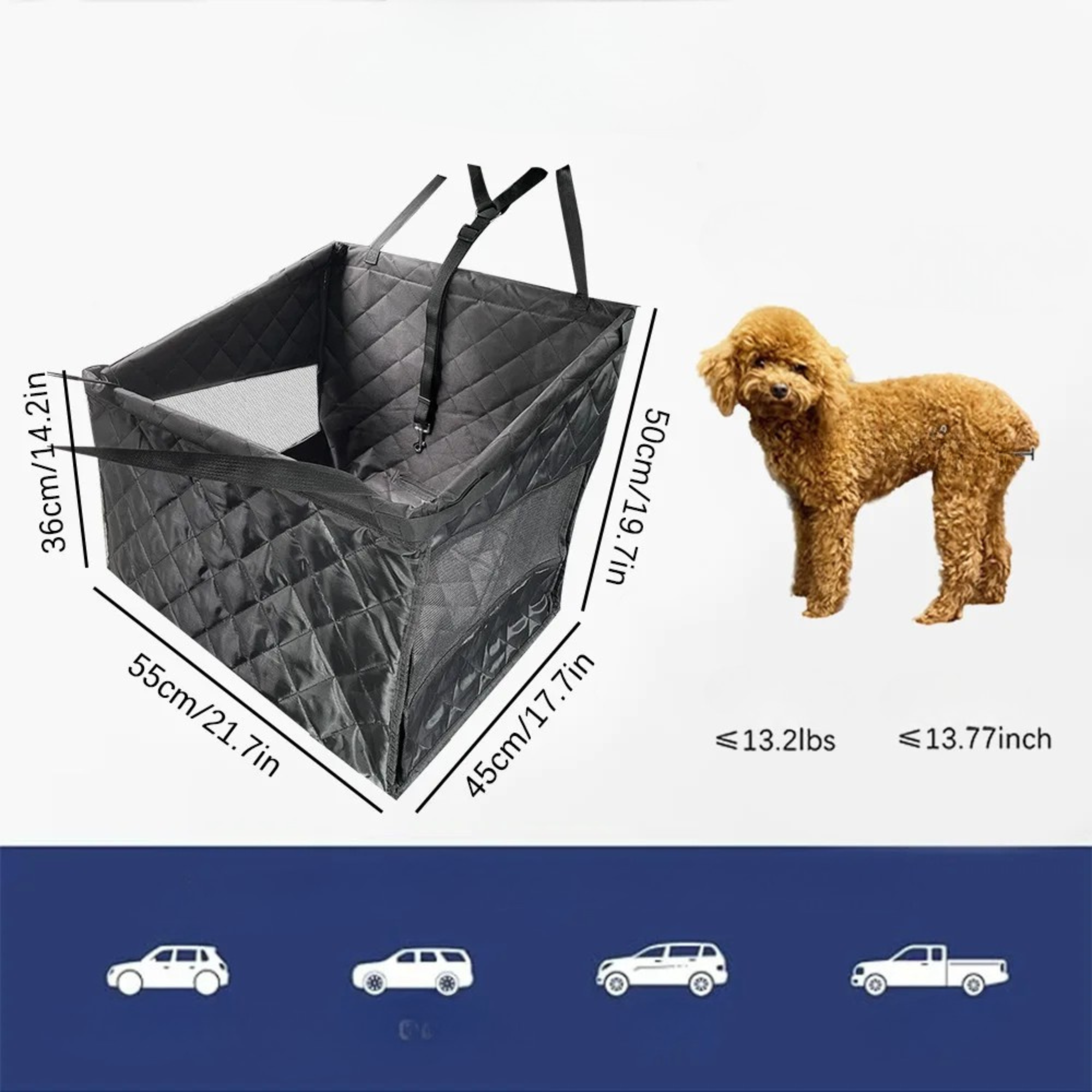 Wodoszczelna Pokrowiec na Fotel Samochodowy dla Psa – 600D Oxford – Czarny – Uniwersalny