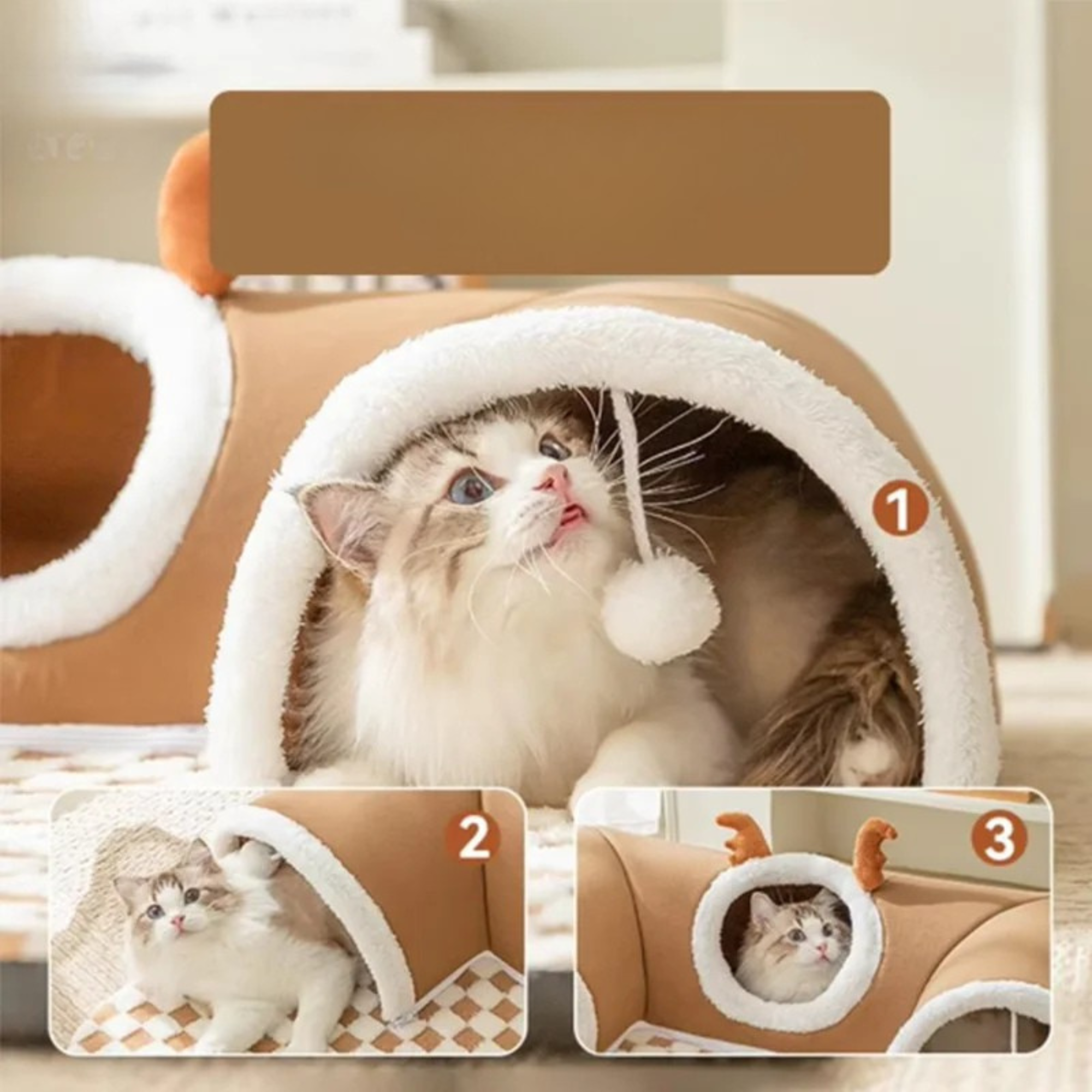 Katten Tunnelbed Pluche 2-in-1 - Z Kulkami do Zabawy