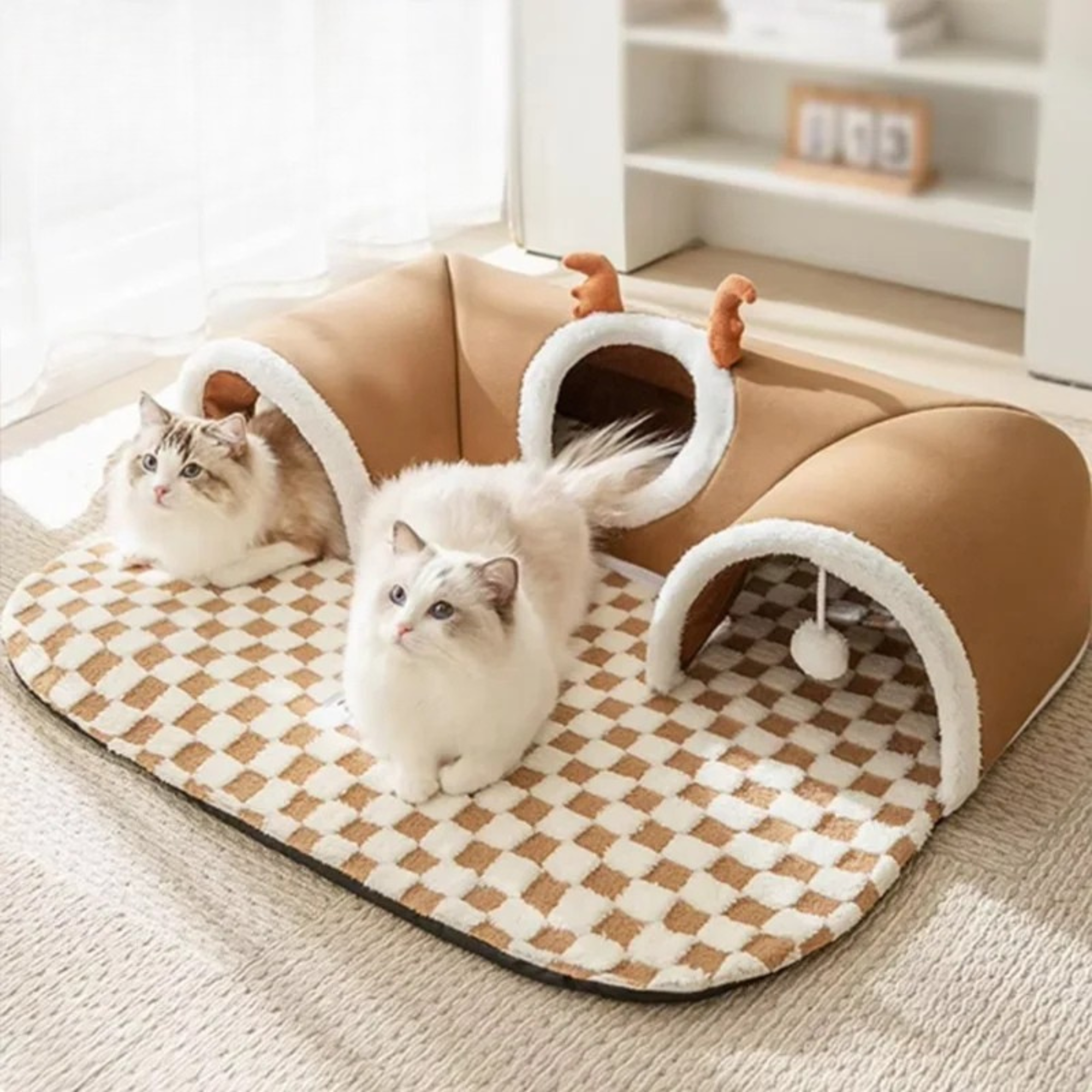 Katten Tunnelbed Pluche 2-in-1 - Z Kulkami do Zabawy
