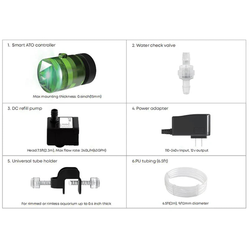 Automatyczny system dolewania wody do akwarium 12V – czujnik ATO – pompa 74 GPH