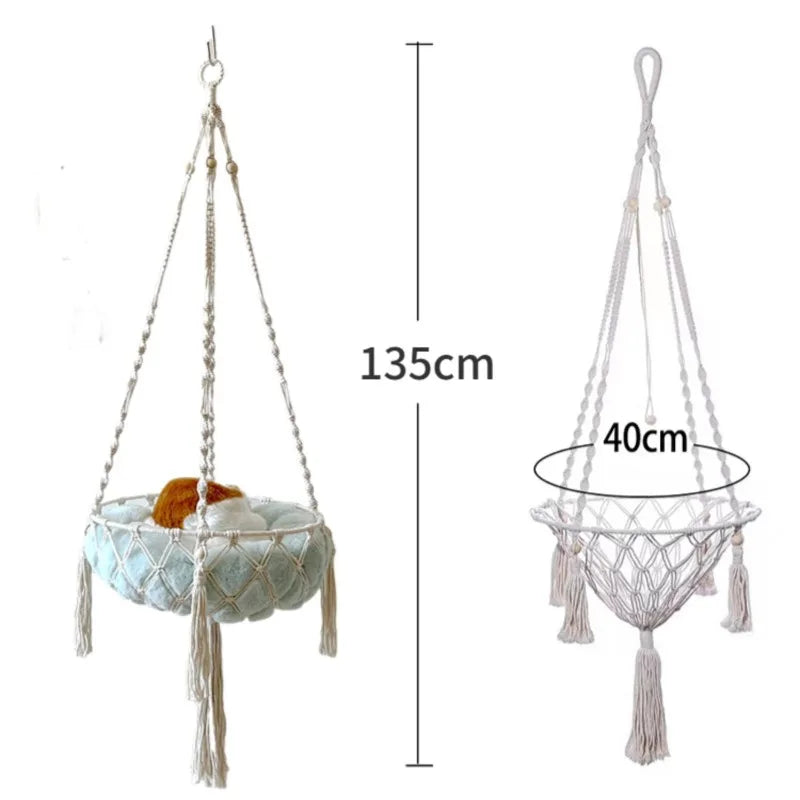 Kocie hamak z bawełny – Ręcznie tkany – 135x40 cm – Biały