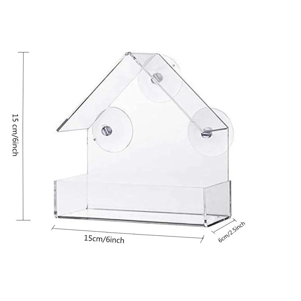 Przezroczysta karmnik dla ptaków z okna akryl z przyssawkami 15x6x15 cm