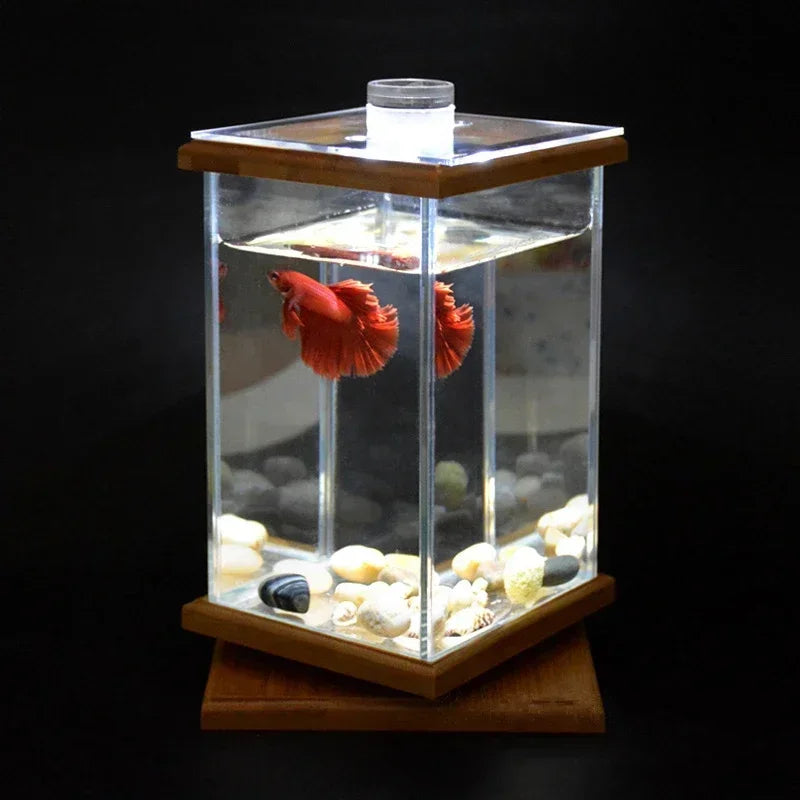 AquaGlow LED Cylindryczne Mini Akwarium