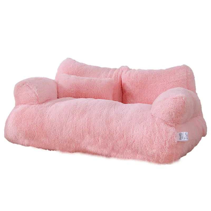 Kocie łóżko Pluche z oparciem – Beżowe/Khaki/Różowe/Żółte