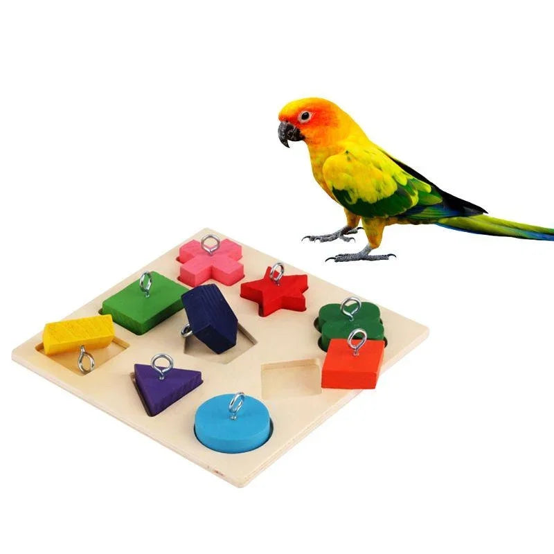 Houten puzzelspeelgoed dla papug – edukacyjne 15x15 cm