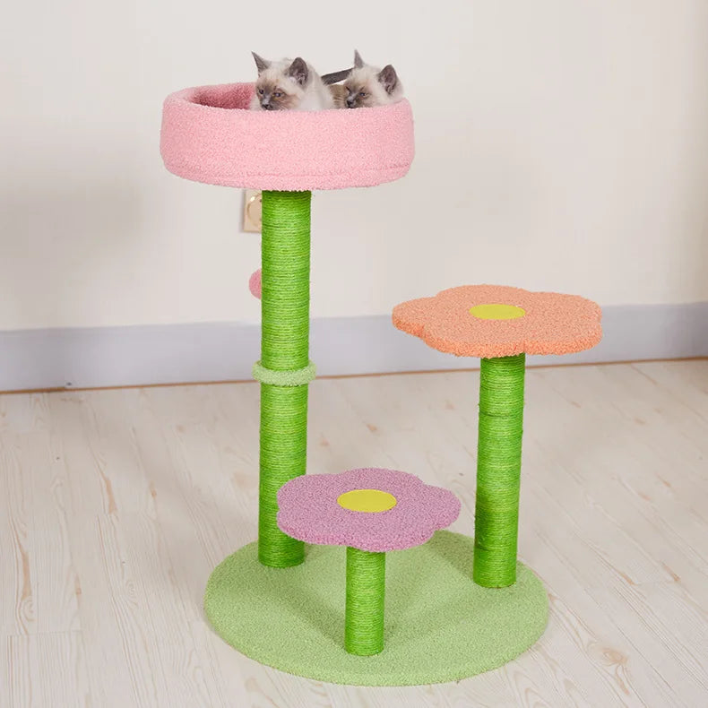 KlimPaws BloomNest Krabpaal z Platformem Wiosennym i Kwiatowym Gniazdkiem dla Kota