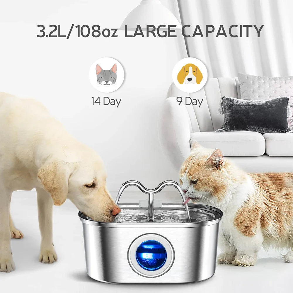 RVS Kattenfontein 3.2L – Styl, z LED i Podwójnym Systemem Filtracji