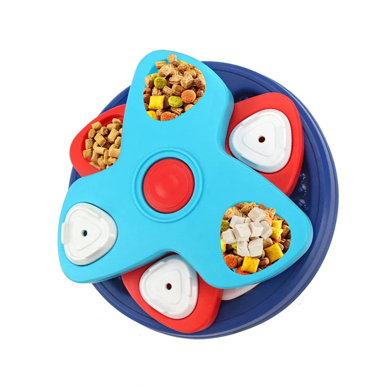 Wolno Podający Pojemnik dla Psa – 3-Warstwowa Miska-Puzzle, Antypoślizgowa, Niebieska/Zielona