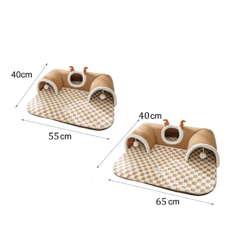Katten Tunnelbed Pluche 2-in-1 - Z Kulkami do Zabawy