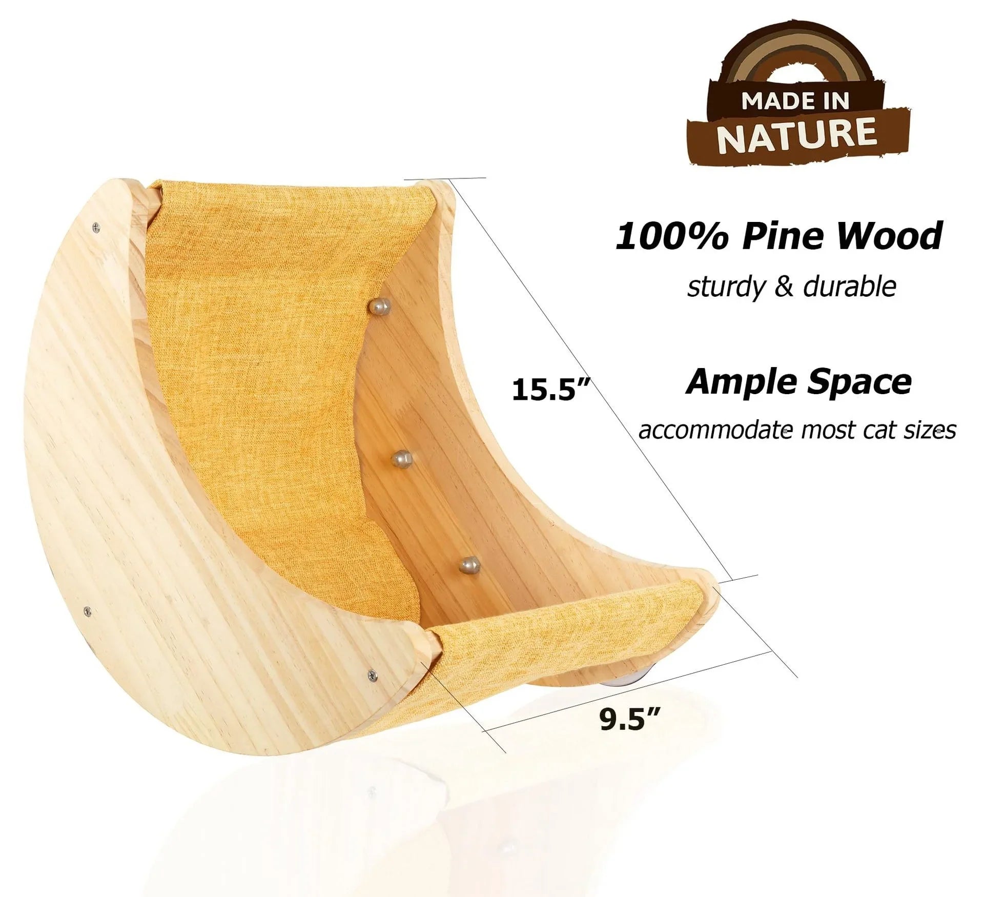 Kocie okno do wieszania z drewna – Mocowanie na przyssawki – 38x31,5 cm – do 10 kg