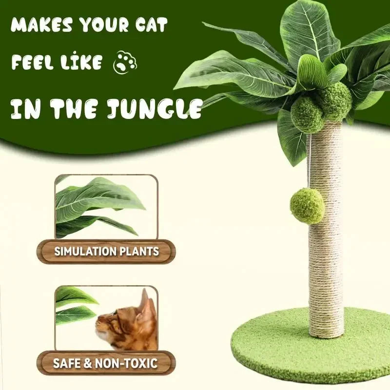 Krabpaal Kat Sisal 30cm z Wiszącymi Kulami – Plusz & Drewno, Stabilny