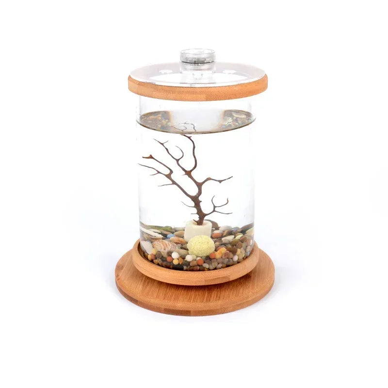 AquaGlow LED Cylindryczne Mini Akwarium