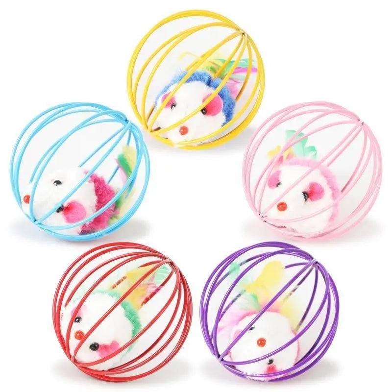 Kocie Zabawki Klatka z Myszą – Kolorowy Plastik