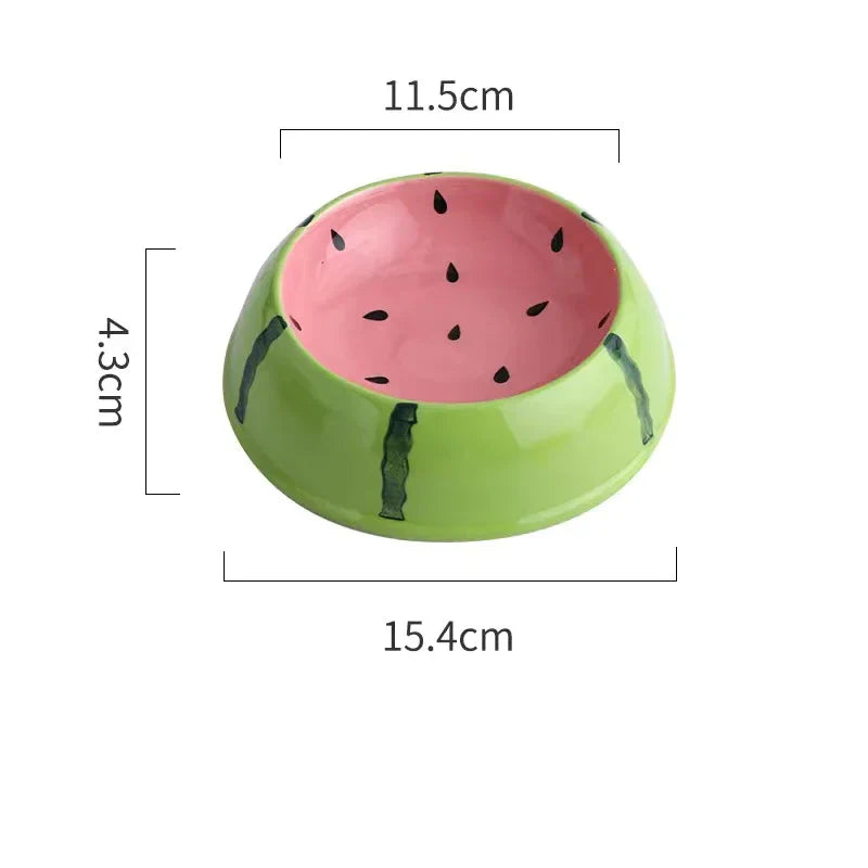 Ceramiczna Miska dla Kota/Psa – Szeroka i Płytka, Truskawka/Arbuz