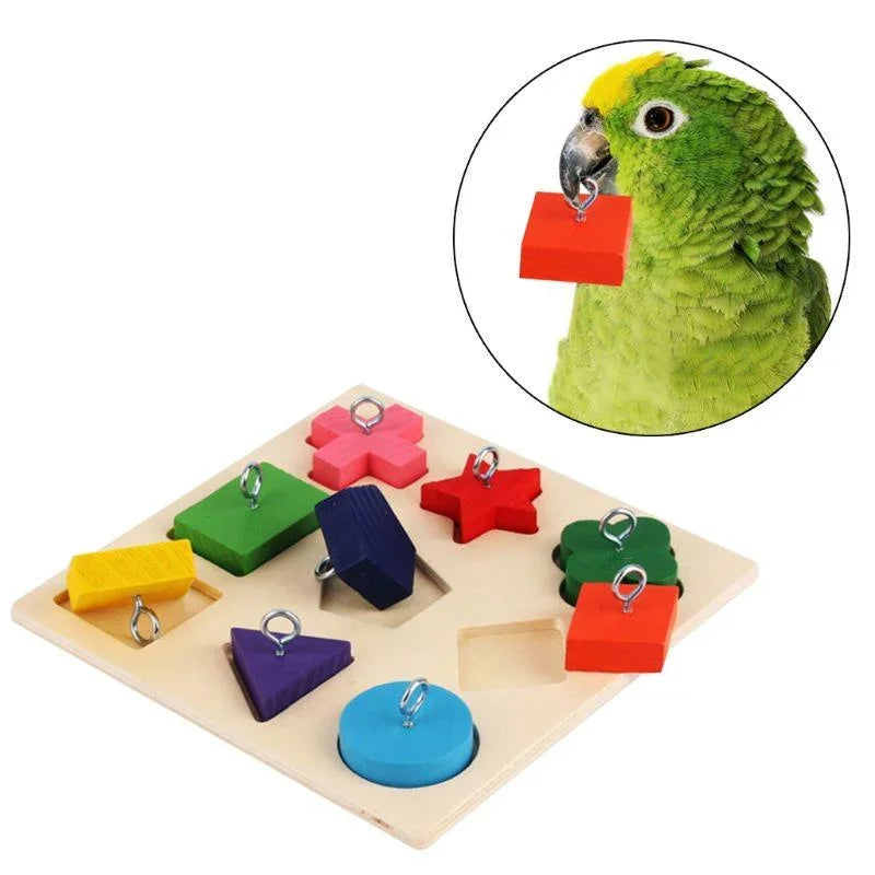 Houten puzzelspeelgoed dla papug – edukacyjne 15x15 cm