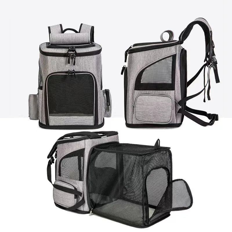 Oddychający plecak transportowy dla kota – nylon, Rozszerzalna, 6,5 kg