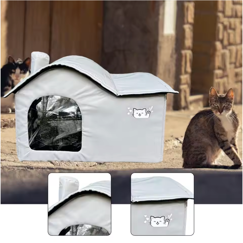 ThermaKool Składane Izolujące Domki dla Kotów – 2-w-1 Chłodzący & Grzejący z Wkładami Chłodzącymi i Obracalnym Materacem