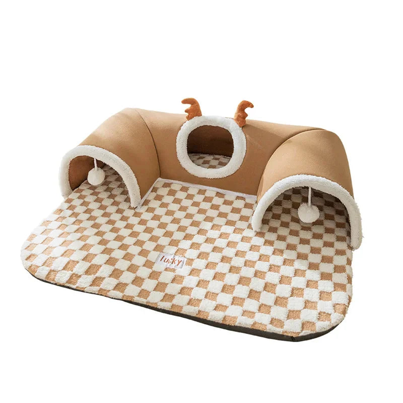 Katten Tunnelbed Pluche 2-in-1 - Z Kulkami do Zabawy