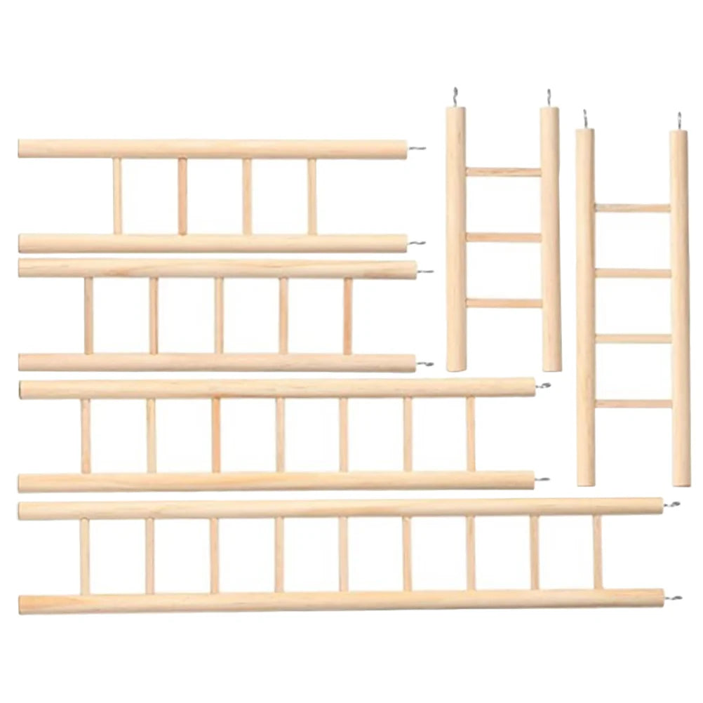 Drewniane drabinki wspinaczkowe dla kakadu – zestaw 6 sztuk – kolor khaki – 16–37 cm