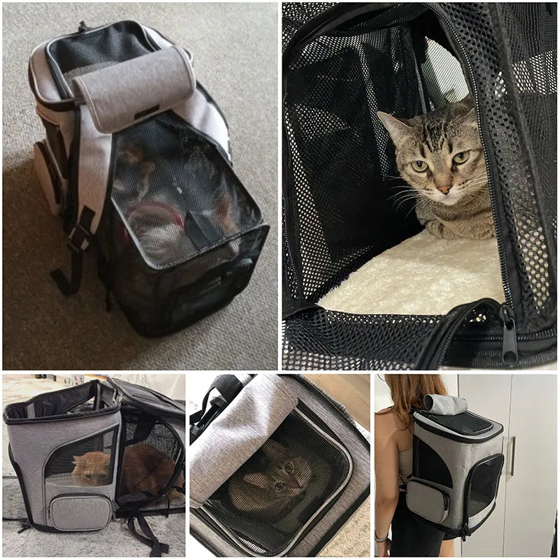 Oddychający plecak transportowy dla kota – nylon, Rozszerzalna, 6,5 kg
