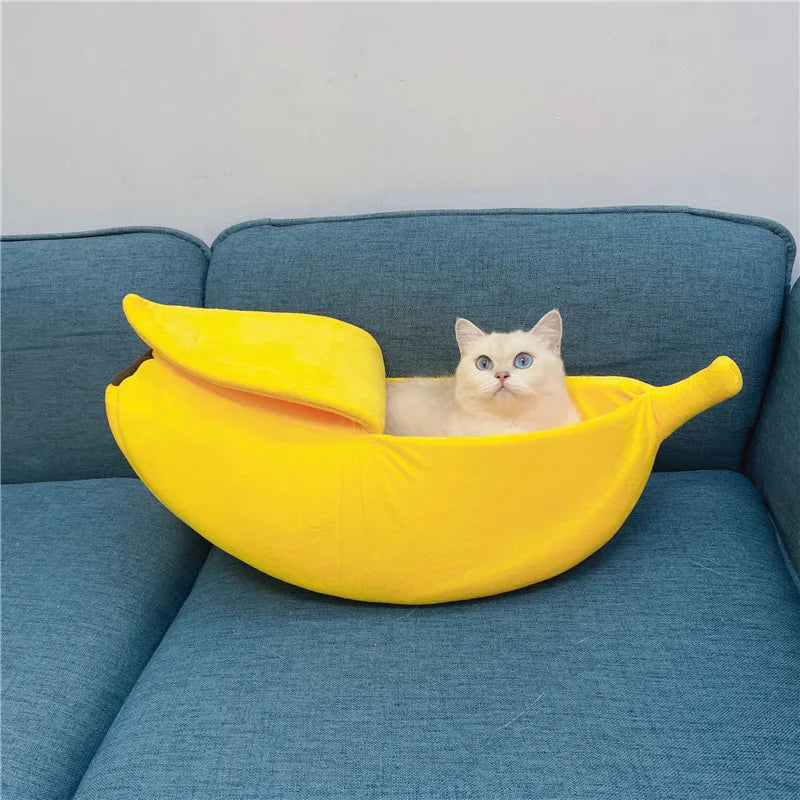 Pluszowy Domek dla Kota w Kształcie Banana – Ciepły Domek dla Kota lub Małego Psa
