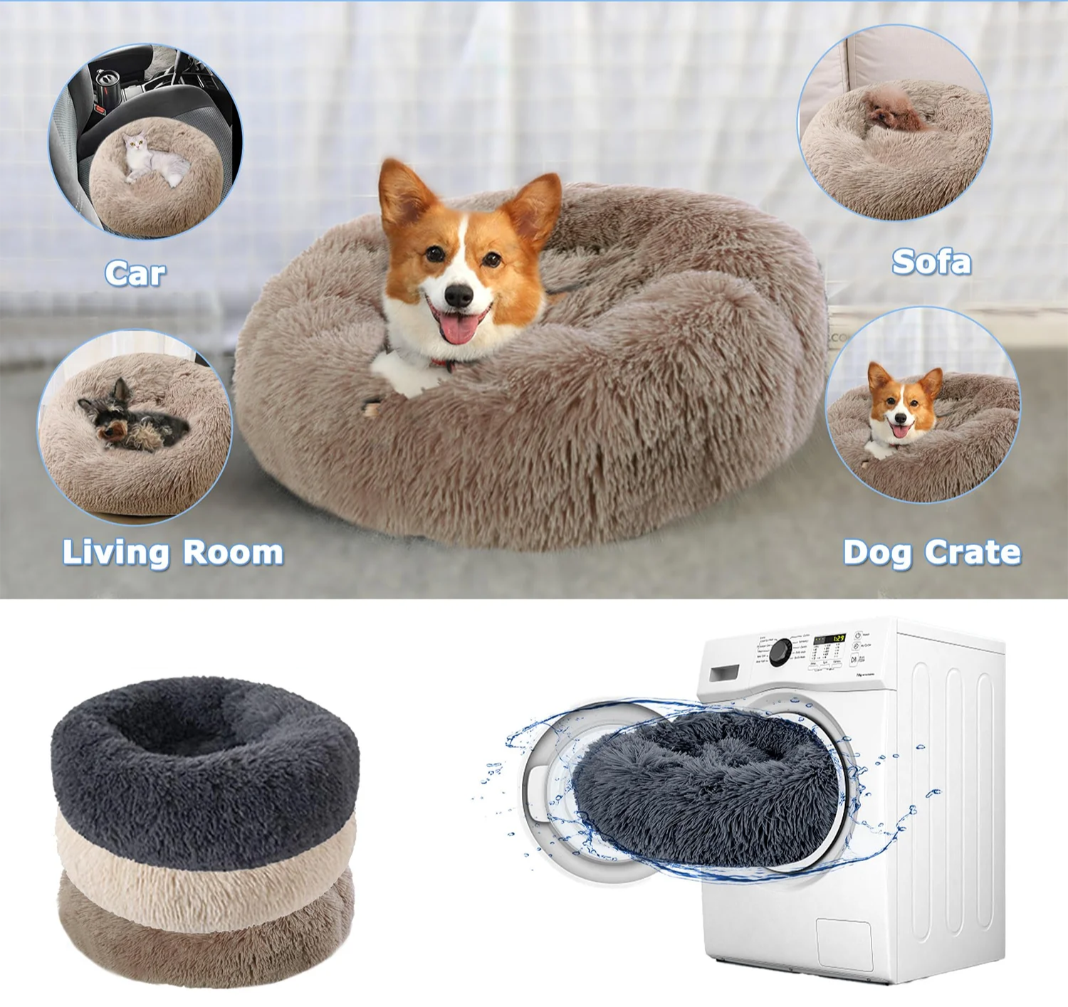 SnugNest Luxe Okrągły Koszyk dla Zwierząt