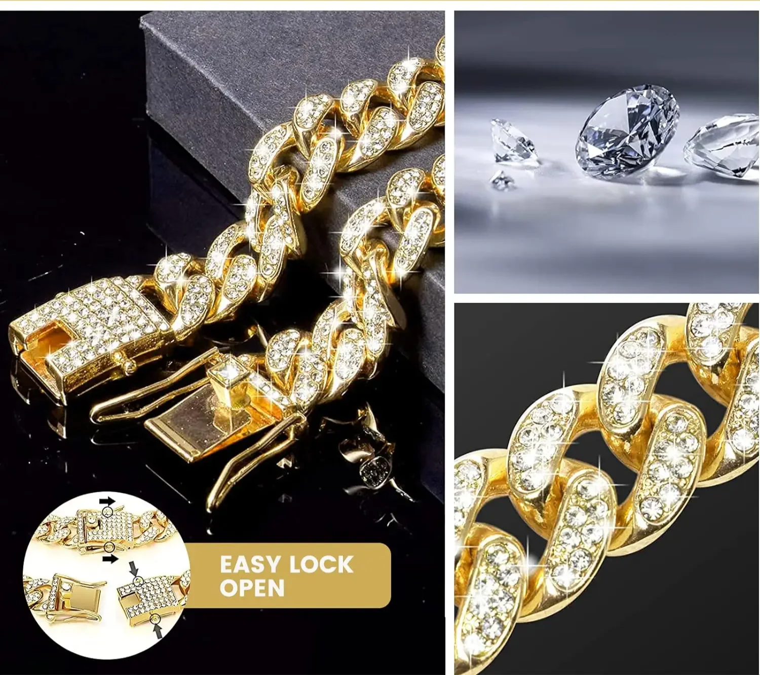 RoyalPaw Diamentowy Kubanski Łańcuch dla Psów