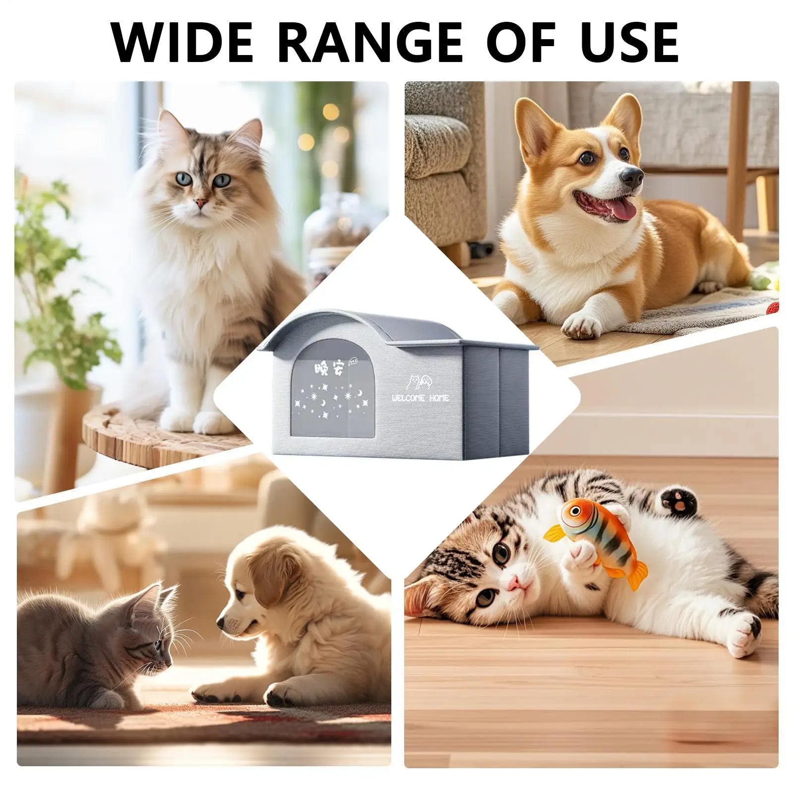 ThermaKool Składane Izolujące Domki dla Kotów – 2-w-1 Chłodzący & Grzejący z Wkładami Chłodzącymi i Obracalnym Materacem