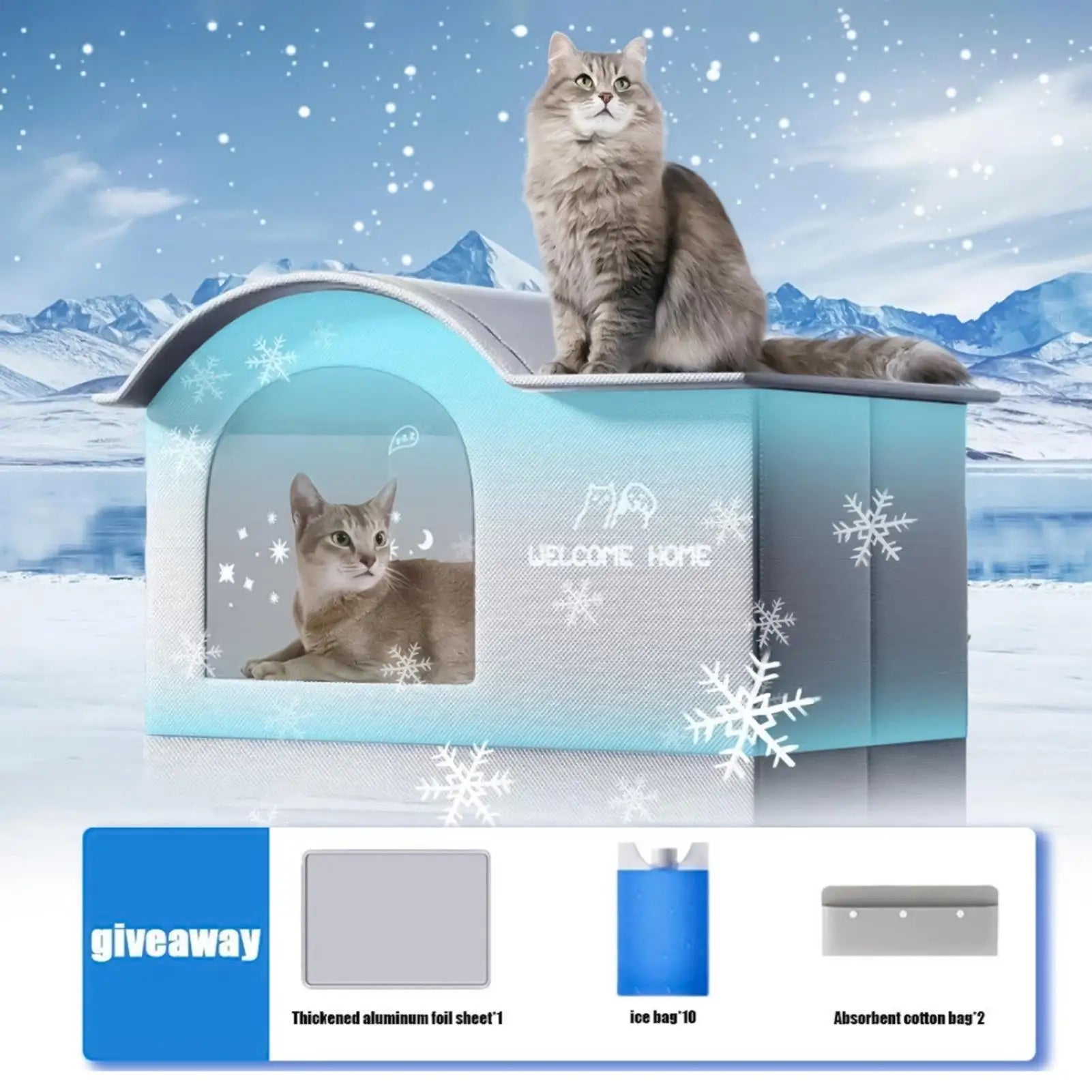 ThermaKool Składane Izolujące Domki dla Kotów – 2-w-1 Chłodzący & Grzejący z Wkładami Chłodzącymi i Obracalnym Materacem