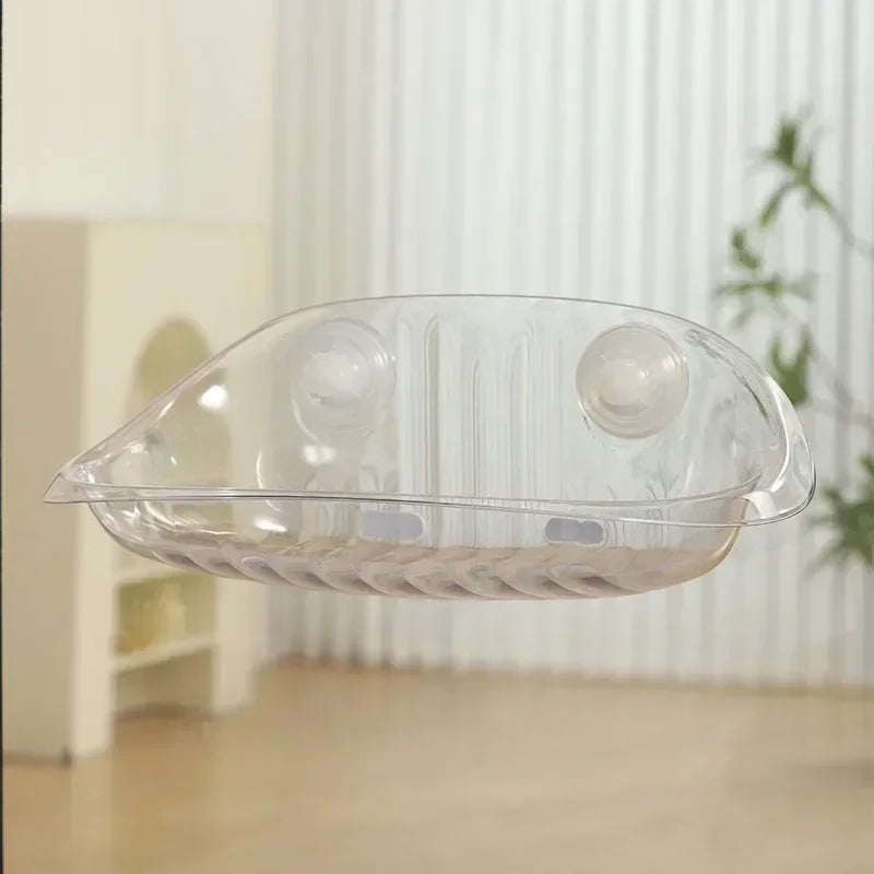 Hamak ze stelażem dla kota Plastik – Oddychające Gniazdo – Przyssawka – 50x30 cm