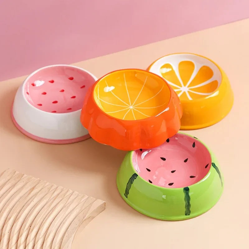 Ceramiczna Miska dla Kota/Psa – Szeroka i Płytka, Truskawka/Arbuz