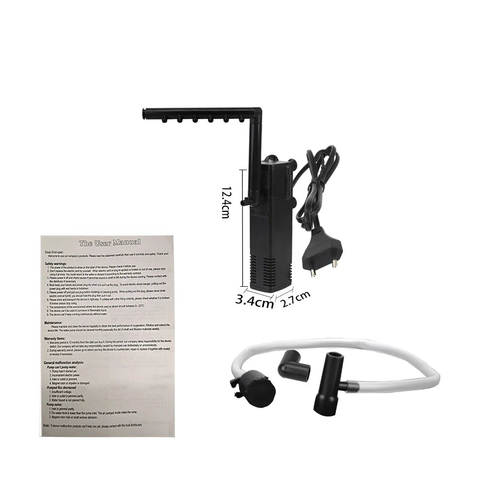 Pompa akwariowa 3W–8W styl – filtr i tlen