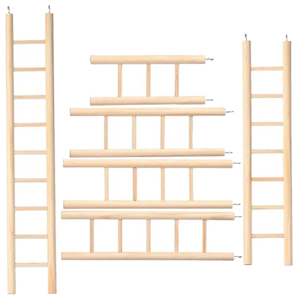 Drewniane drabinki wspinaczkowe dla kakadu – zestaw 6 sztuk – kolor khaki – 16–37 cm