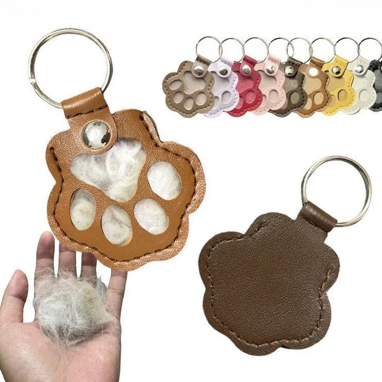MemoryPaw – Leren Herdenkings Sleutelhanger met Haarlok Houder