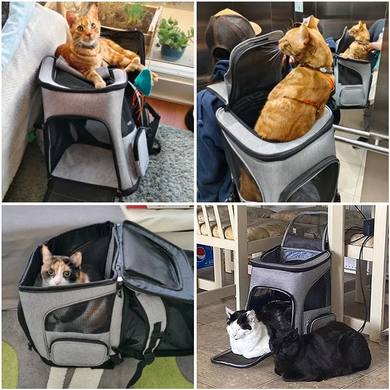 Oddychający plecak transportowy dla kota – nylon, Rozszerzalna, 6,5 kg