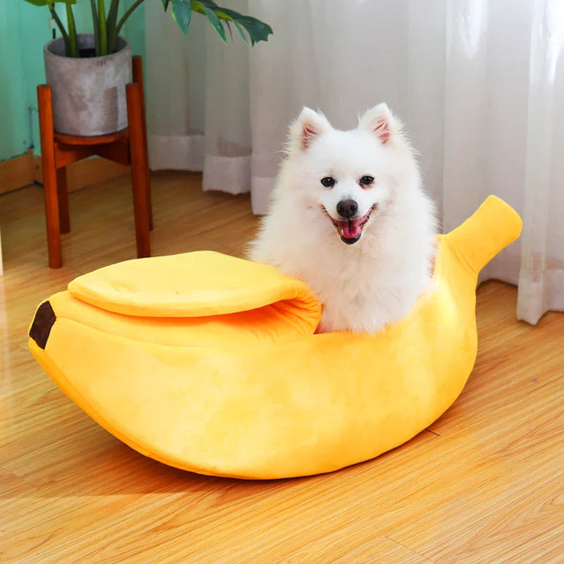 Pluszowy Domek dla Kota w Kształcie Banana – Ciepły Domek dla Kota lub Małego Psa