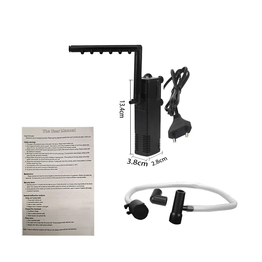 Pompa akwariowa 3W–8W styl – filtr i tlen