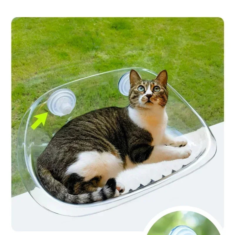 Hamak ze stelażem dla kota Plastik – Oddychające Gniazdo – Przyssawka – 50x30 cm