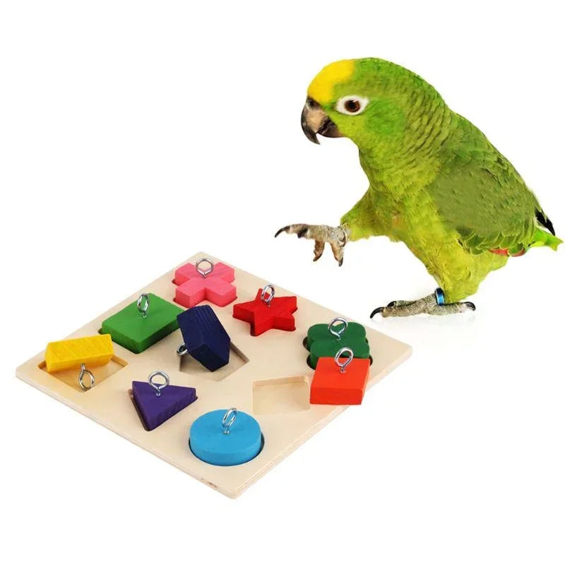 Houten puzzelspeelgoed dla papug – edukacyjne 15x15 cm