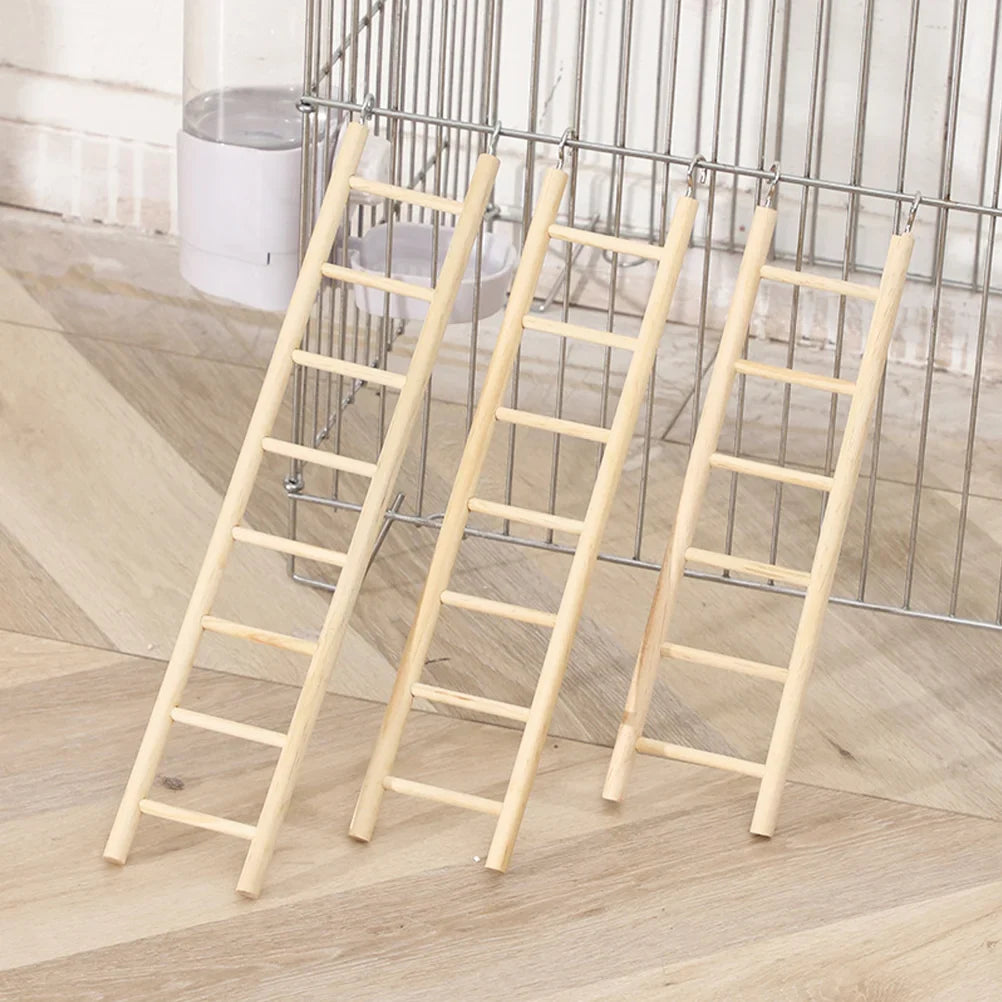 Drewniane drabinki wspinaczkowe dla kakadu – zestaw 6 sztuk – kolor khaki – 16–37 cm