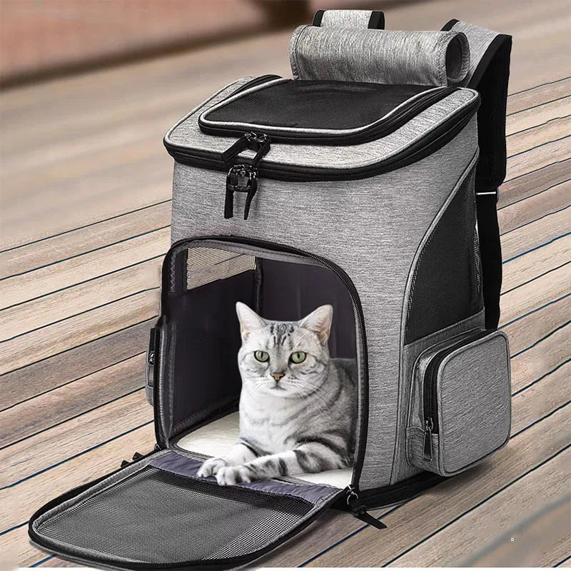 Oddychający plecak transportowy dla kota – nylon, Rozszerzalna, 6,5 kg