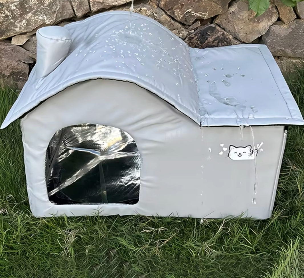 ThermaKool Składane Izolujące Domki dla Kotów – 2-w-1 Chłodzący & Grzejący z Wkładami Chłodzącymi i Obracalnym Materacem