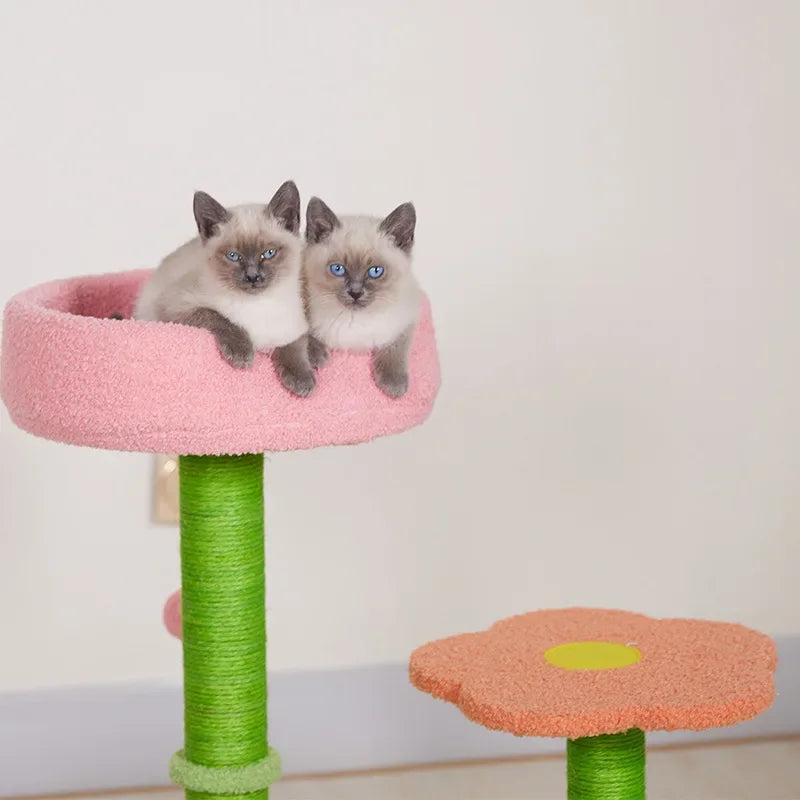 KlimPaws BloomNest Krabpaal z Platformem Wiosennym i Kwiatowym Gniazdkiem dla Kota
